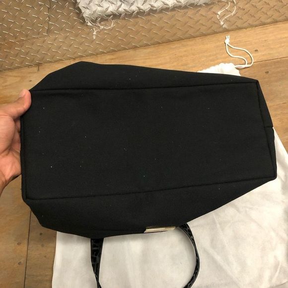 Jimmy Choo Parfums Black Nylon Leopard Double Handles Tote Bag Purse - Picture 7 of 13